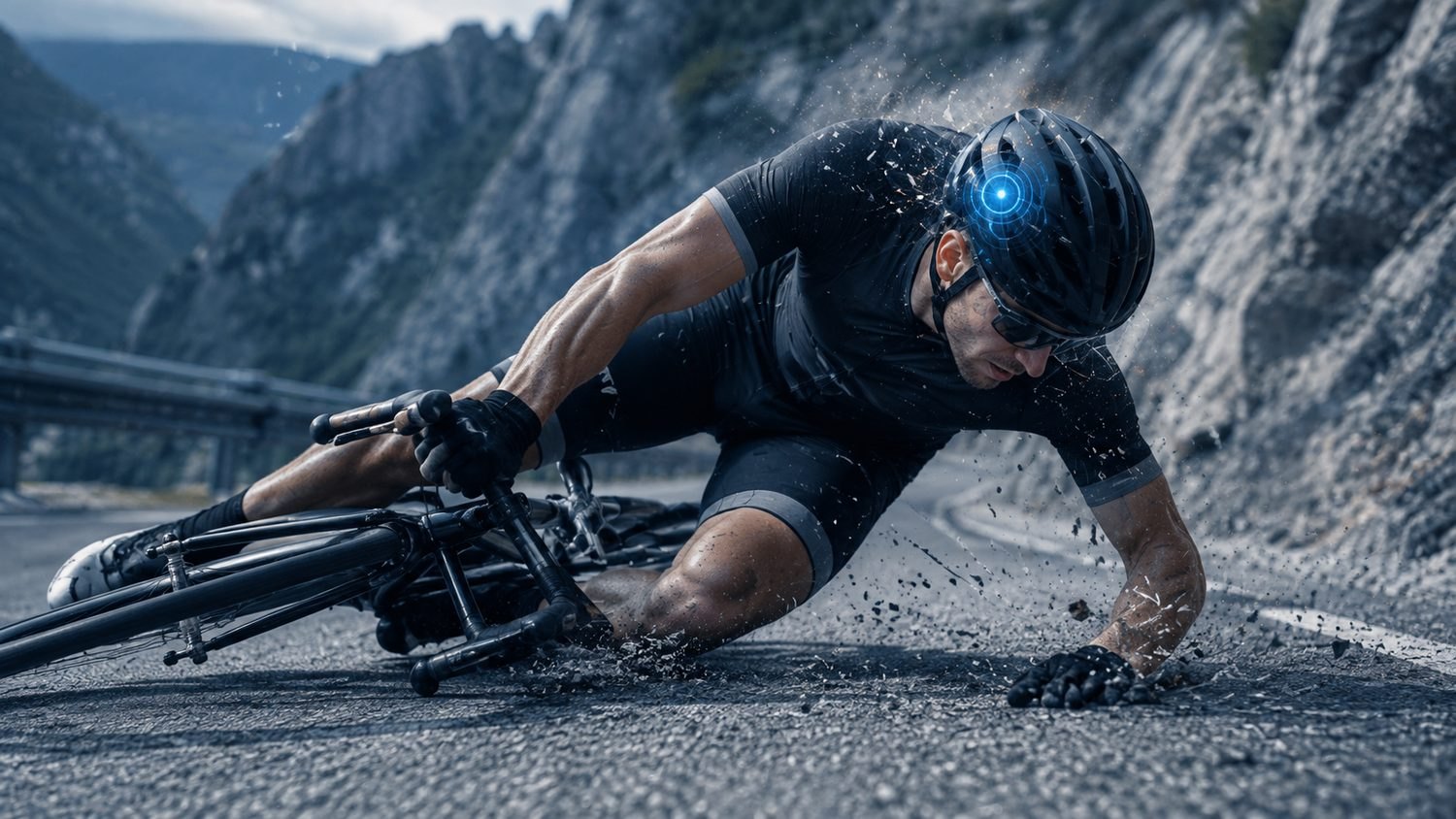 A cyclist, the head-impact forces visualised