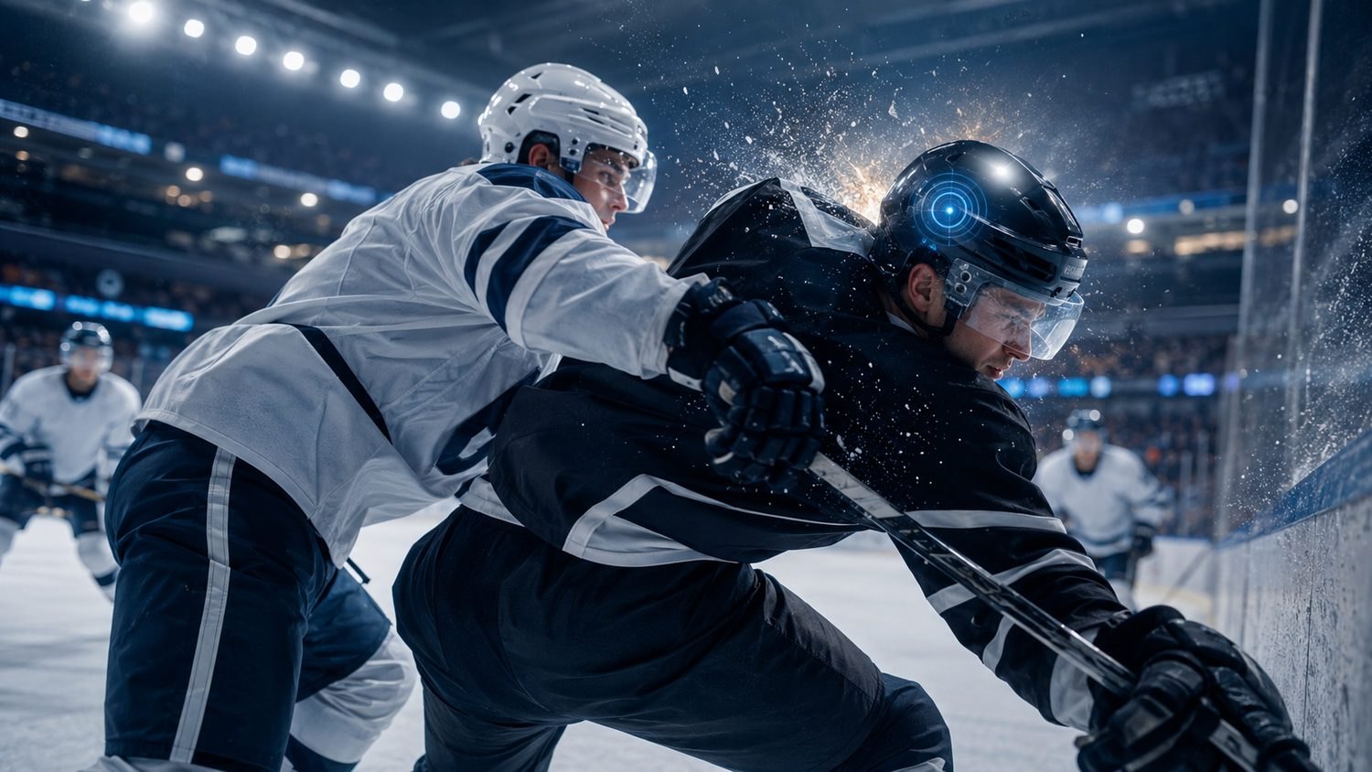 Ice hockey players colliding, the head-impact forces visualised